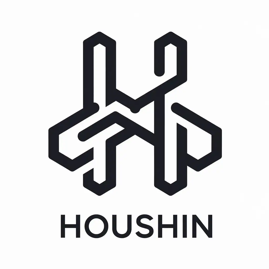 LOGO Design for Houshin Modern AIInspired Symbol with Dynamic Lines and Data Structures Theme