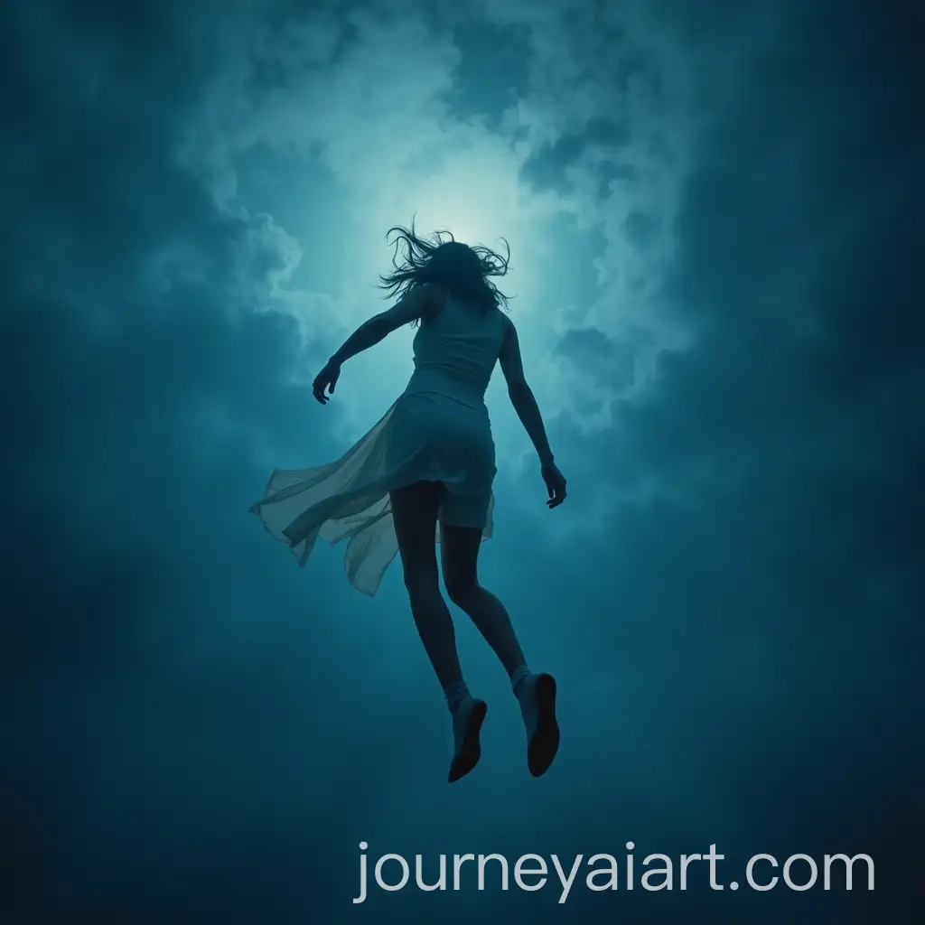 Woman-Falling-Through-the-Sky-with-Dark-Blue-Ominous-Background