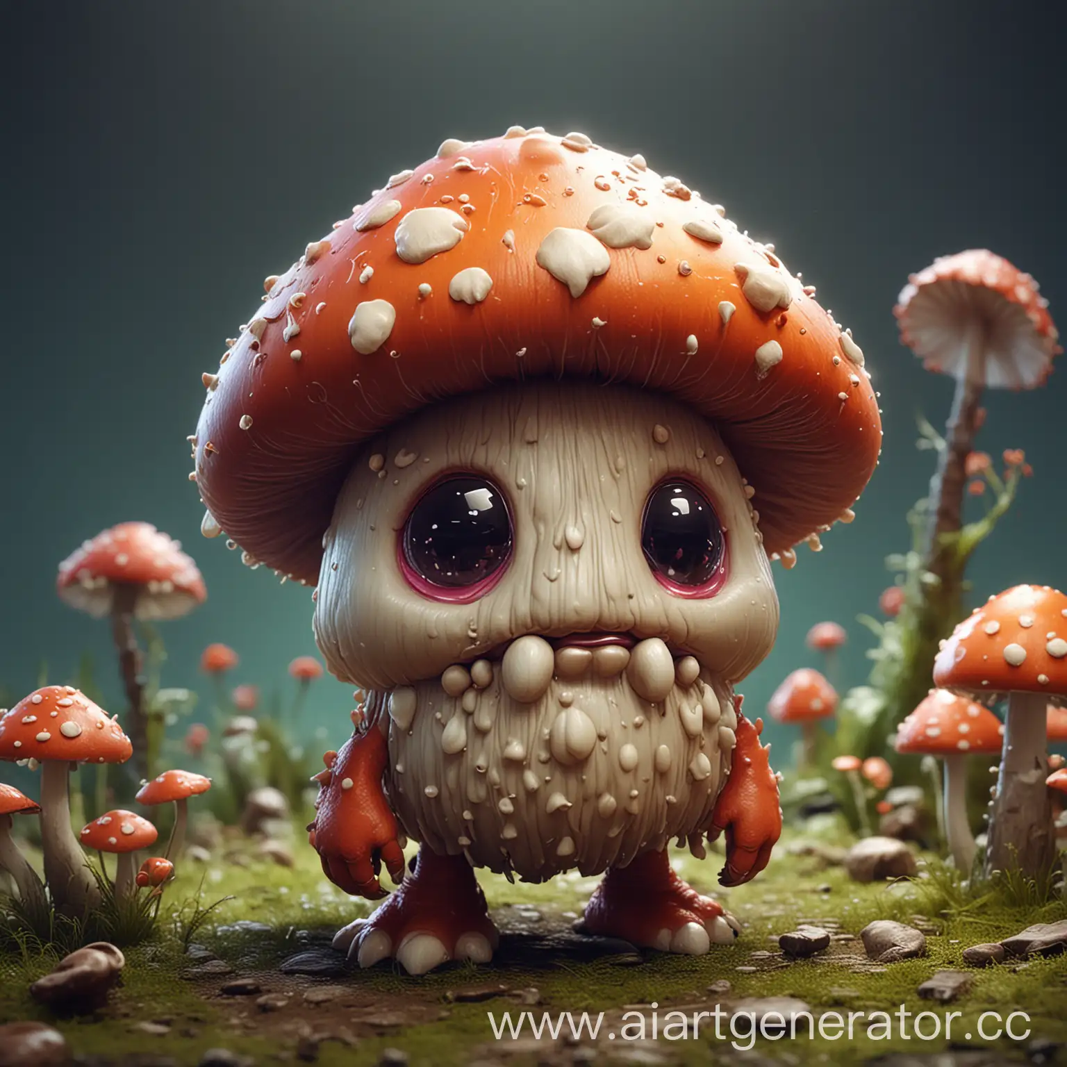 Mushroom cute monster 3d concept art game character