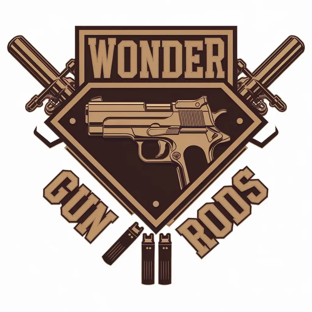 LOGO Design for Wonder Gun Rods Handgun Symbol with Complex Clean Style