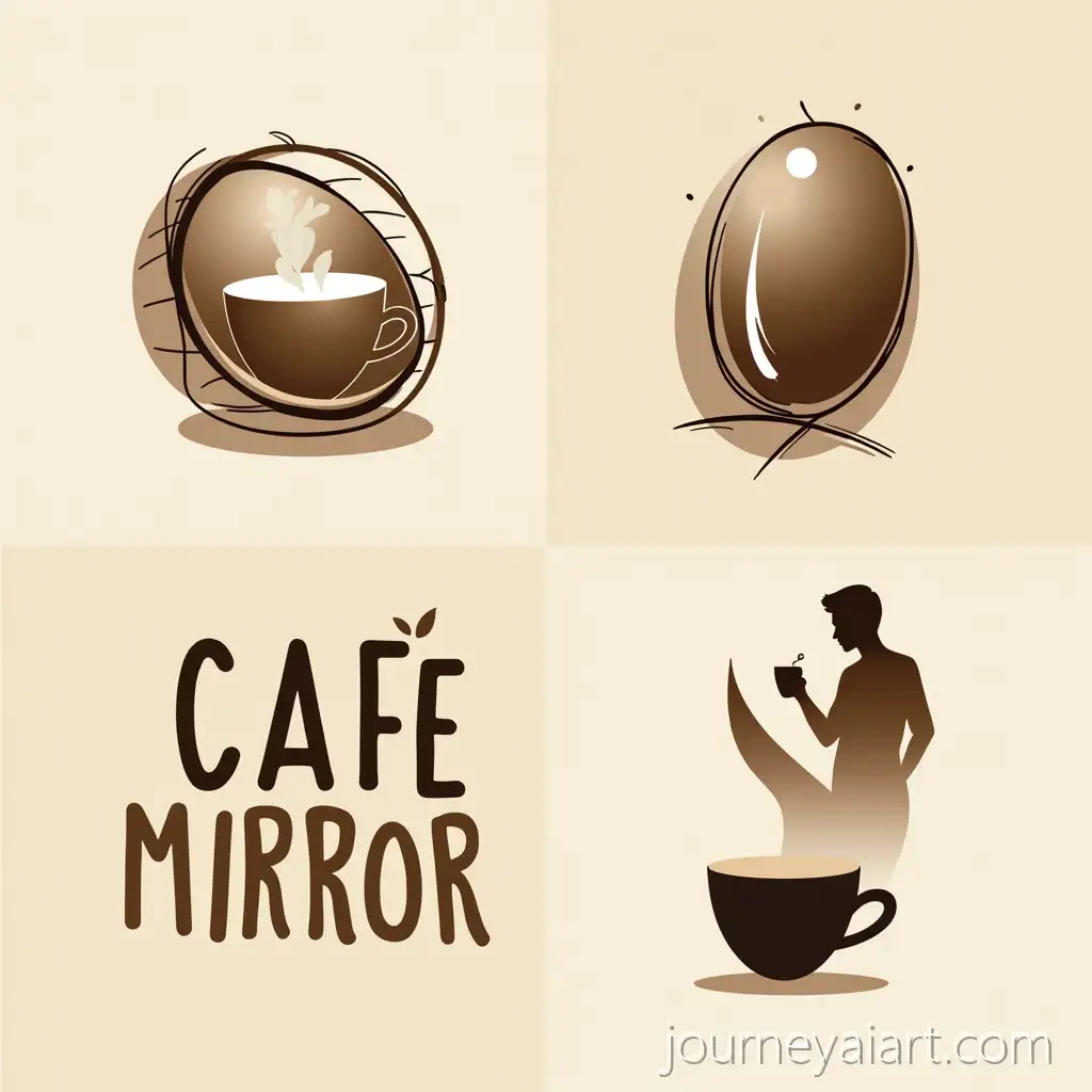 Cafe-Mirror-Logo-Design-with-Coffee-Reflection-and-Abstract-Elements