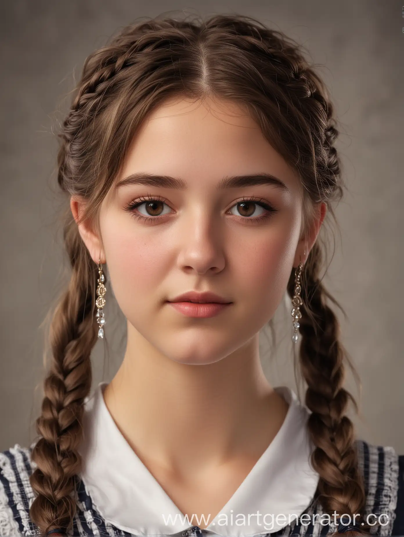 Portrait-of-a-17YearOld-Girl-in-School-Uniform-with-Braided-Hair