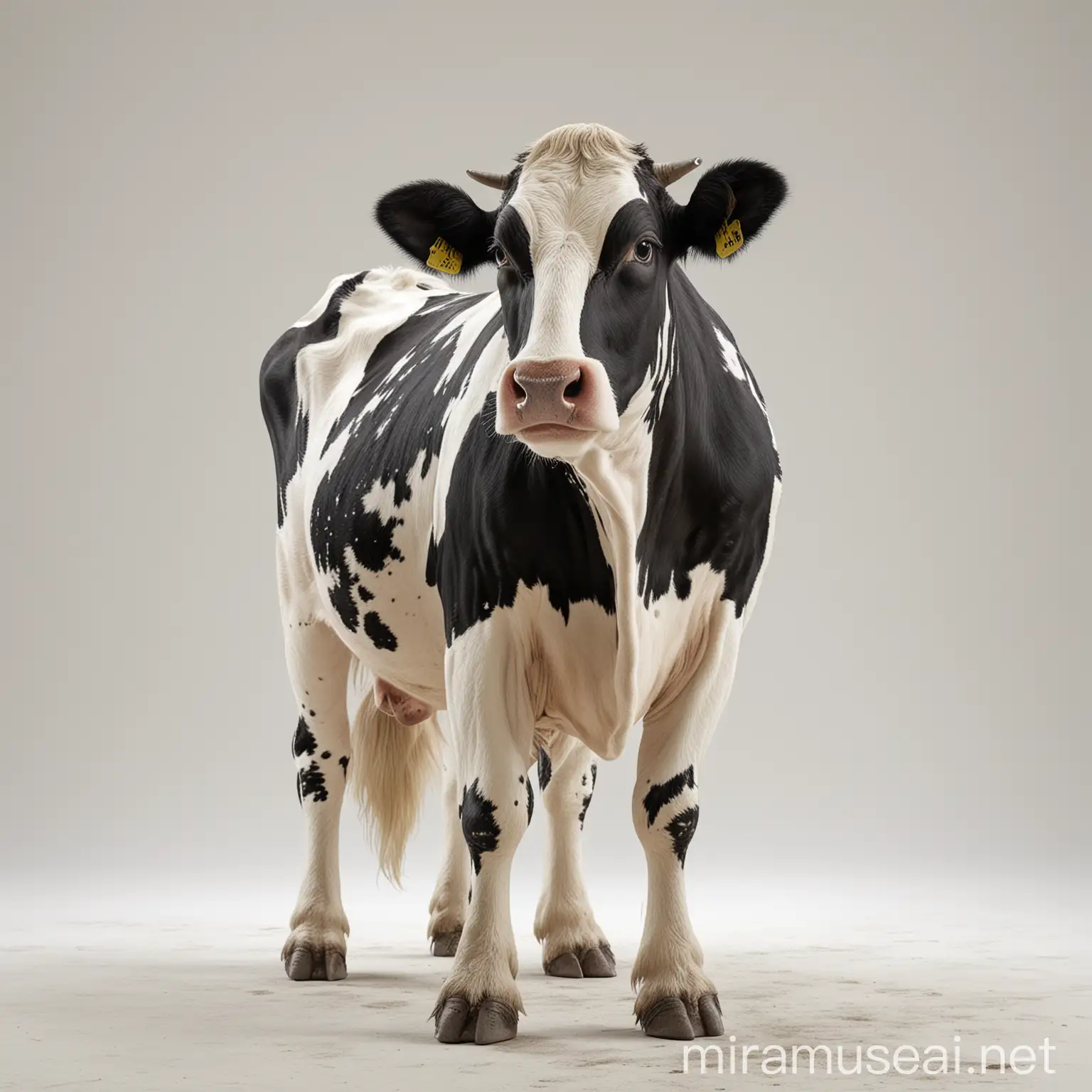 Holstein Cow Portrait on White Background