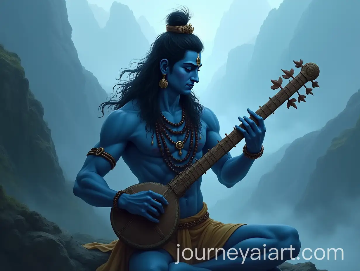 Lord-Shiva-Playing-Veena-in-Mystical-Mountain-Jungle-with-Misty-Atmosphere