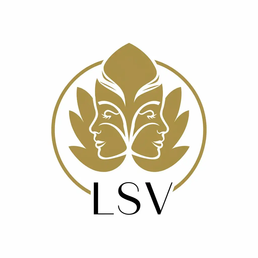 LOGO Design for LSV Gold Leaf with White Faces and Black Letters for Beauty and Spa Industry