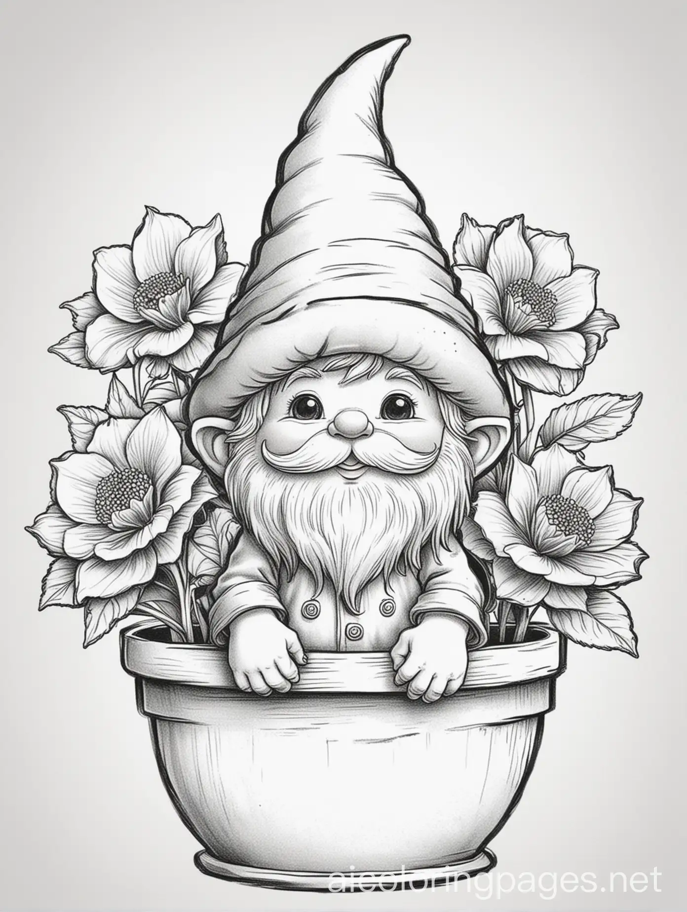 Adorable-Gnome-in-a-Flower-Pot-for-Kids-Coloring-Page