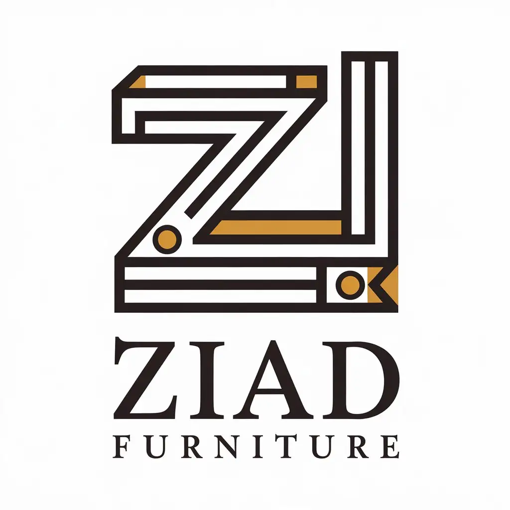 LOGO Design for Ziad Furniture Modern Minimalist with Furniture Symbol and Clear Background