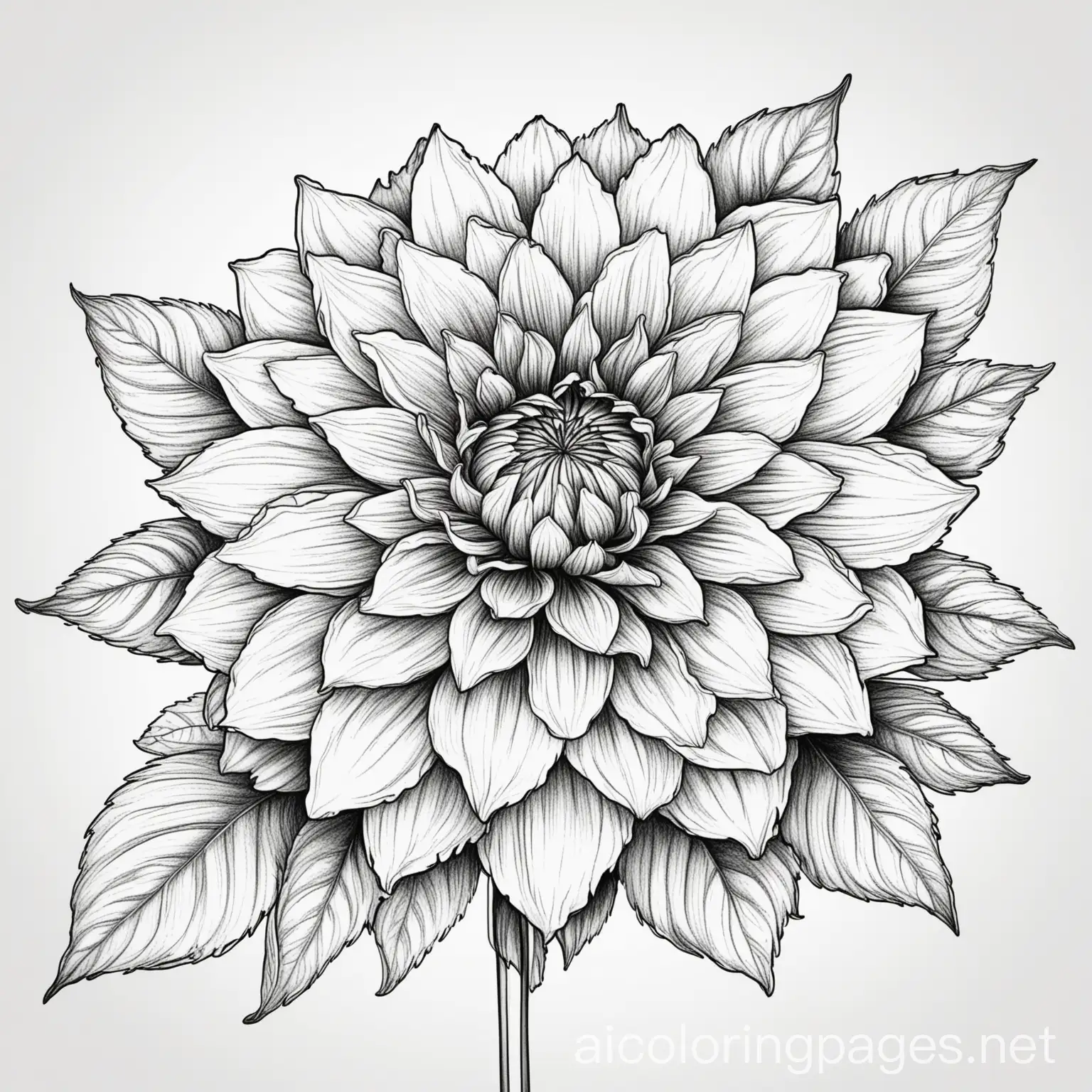 Dahlia-Flowers-Coloring-Page-on-White-Background