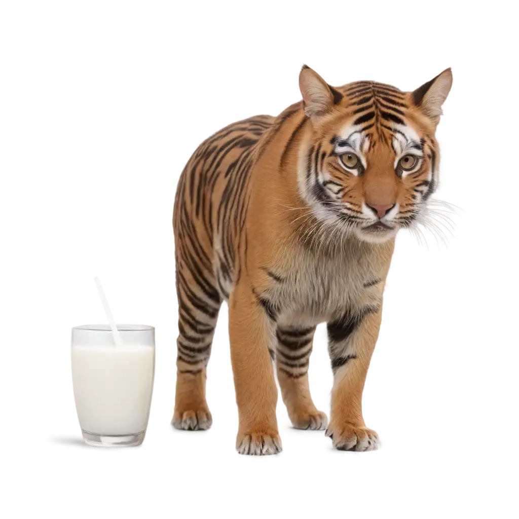 HighQuality-Tiger-Cat-Drinking-Milk-PNG-Image-Create-Captivating-Artwork