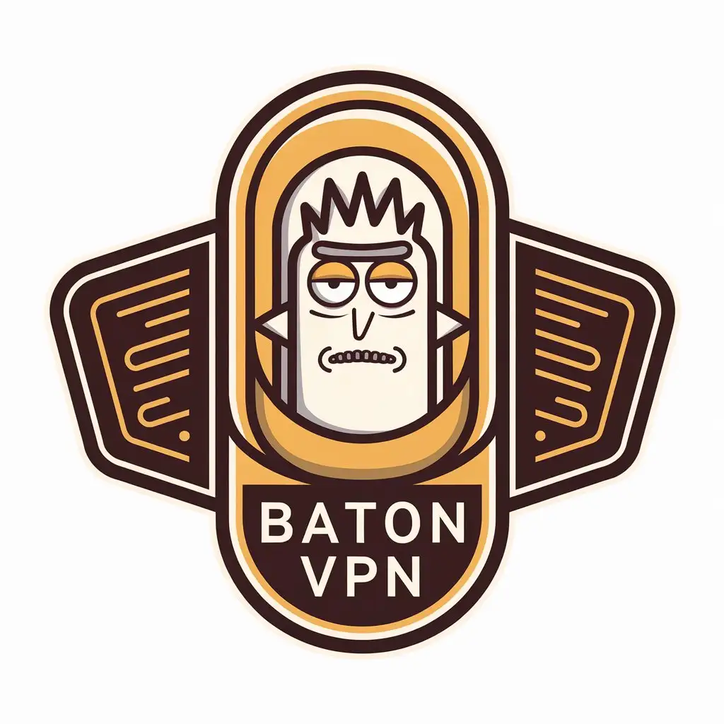 LOGO-Design-for-Baton-VPN-RestaurantInspired-Vector-Art-with-Oval-Bun-and-Rick-and-Morty-Style