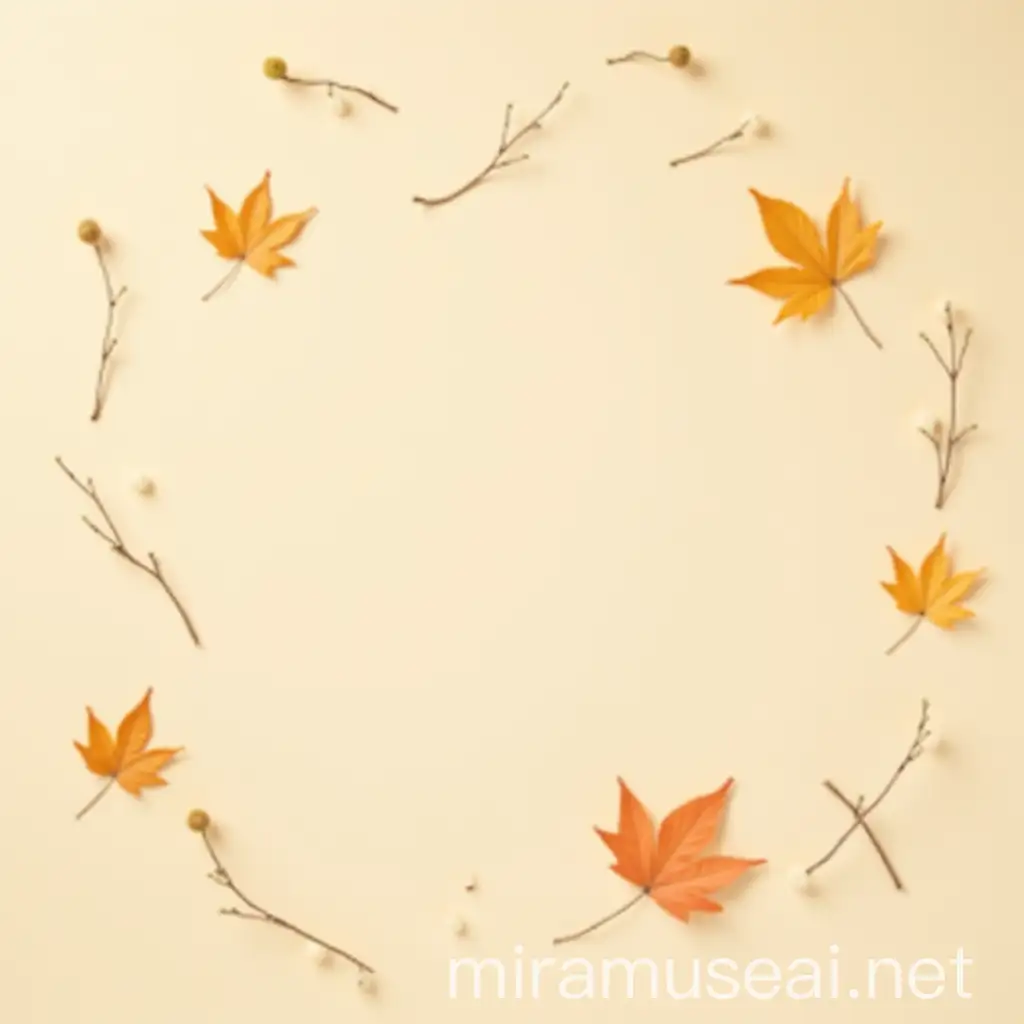 Autumn Leaves Minimalist Decoration on Light Beige Background