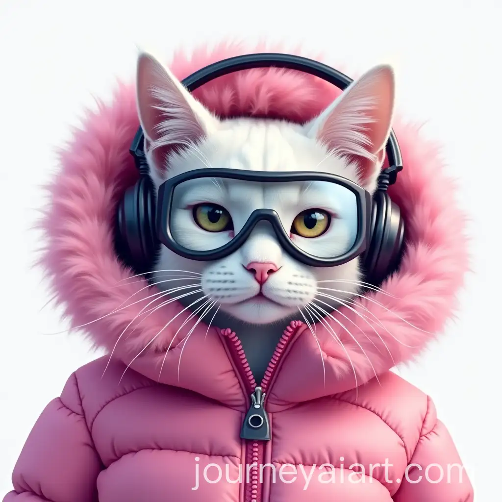 HyperRealistic-White-Cat-in-Pink-Down-Jacket-with-Headphones-and-Mountain-Goggles