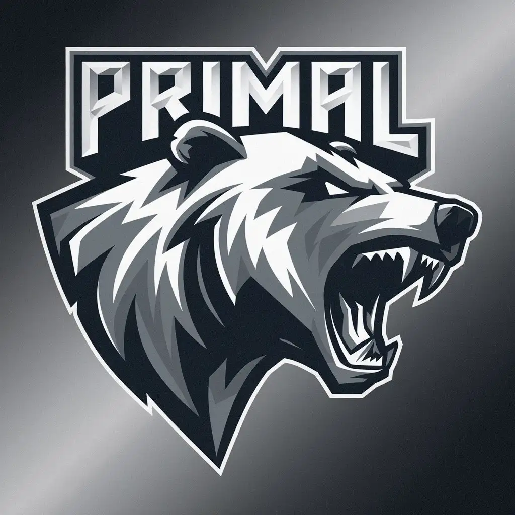 LOGO Design for Primal Cybersport Style Roaring Bear Head in Profile