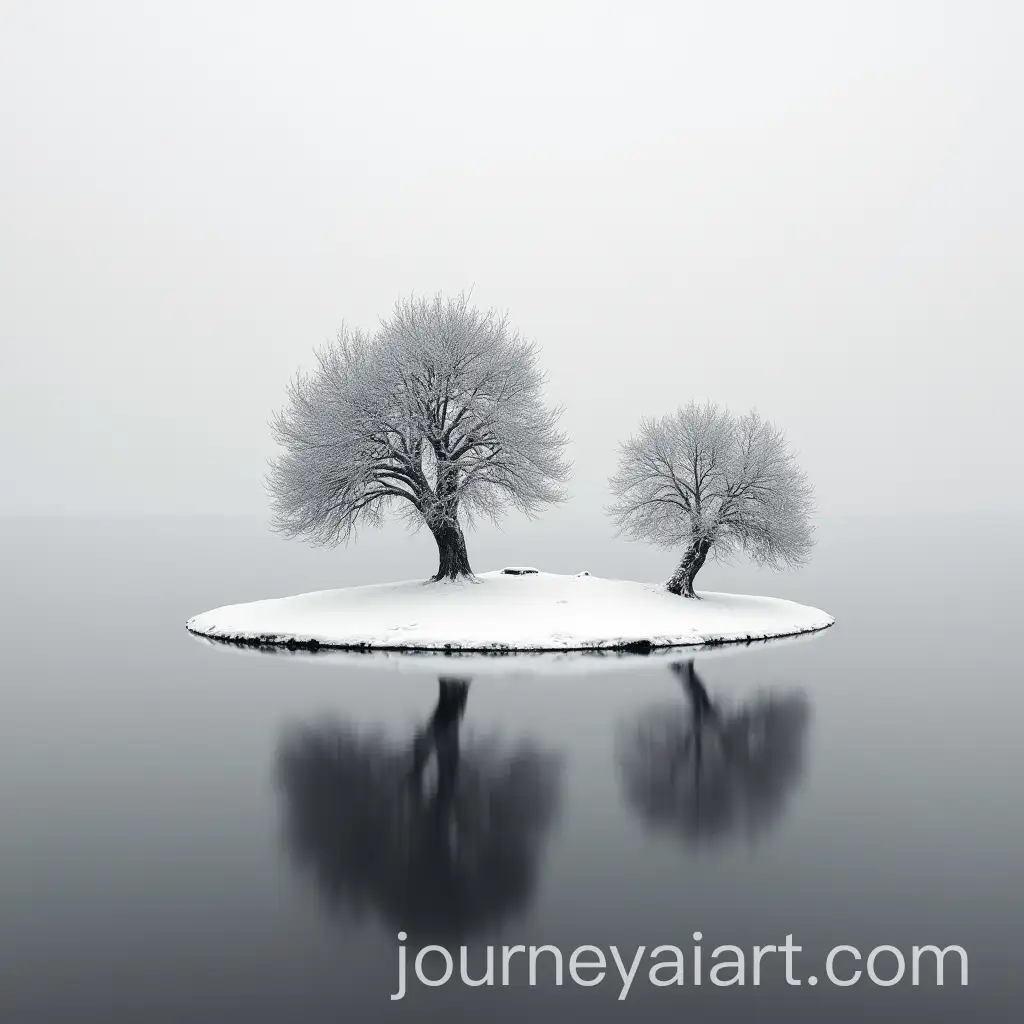Snowy-Landscape-with-Olive-Trees-Reflecting-in-a-Lake