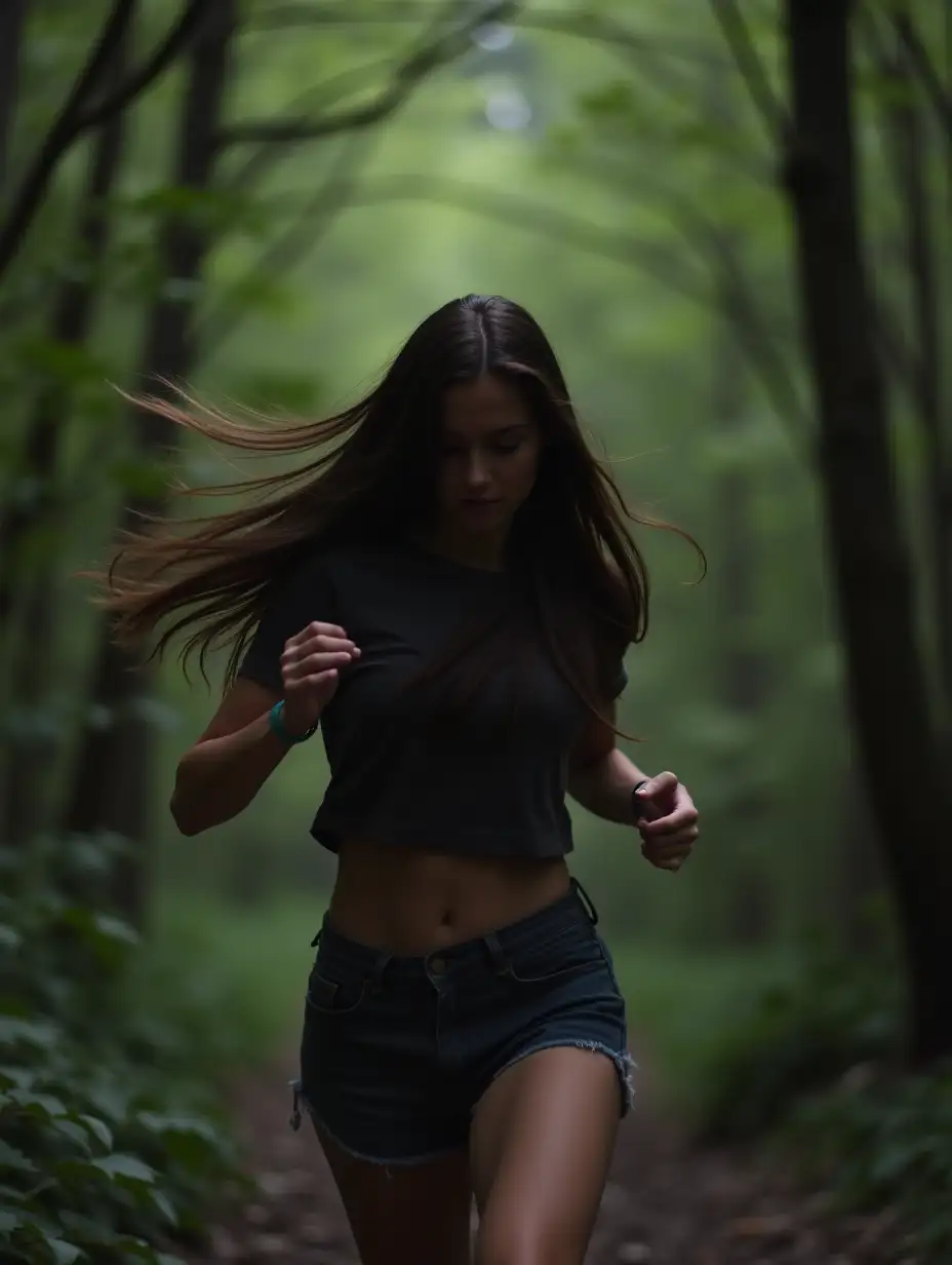 Woman-Running-Through-DenseWoman-running-through-woods-Forest-Arms-Blocking-Branches