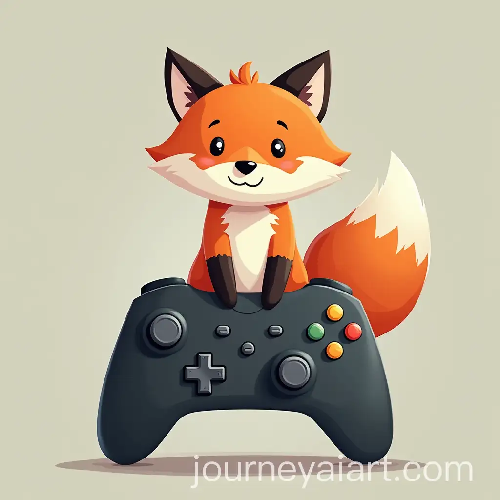 Adorable-Fox-Sitting-on-a-Giant-Game-Controller