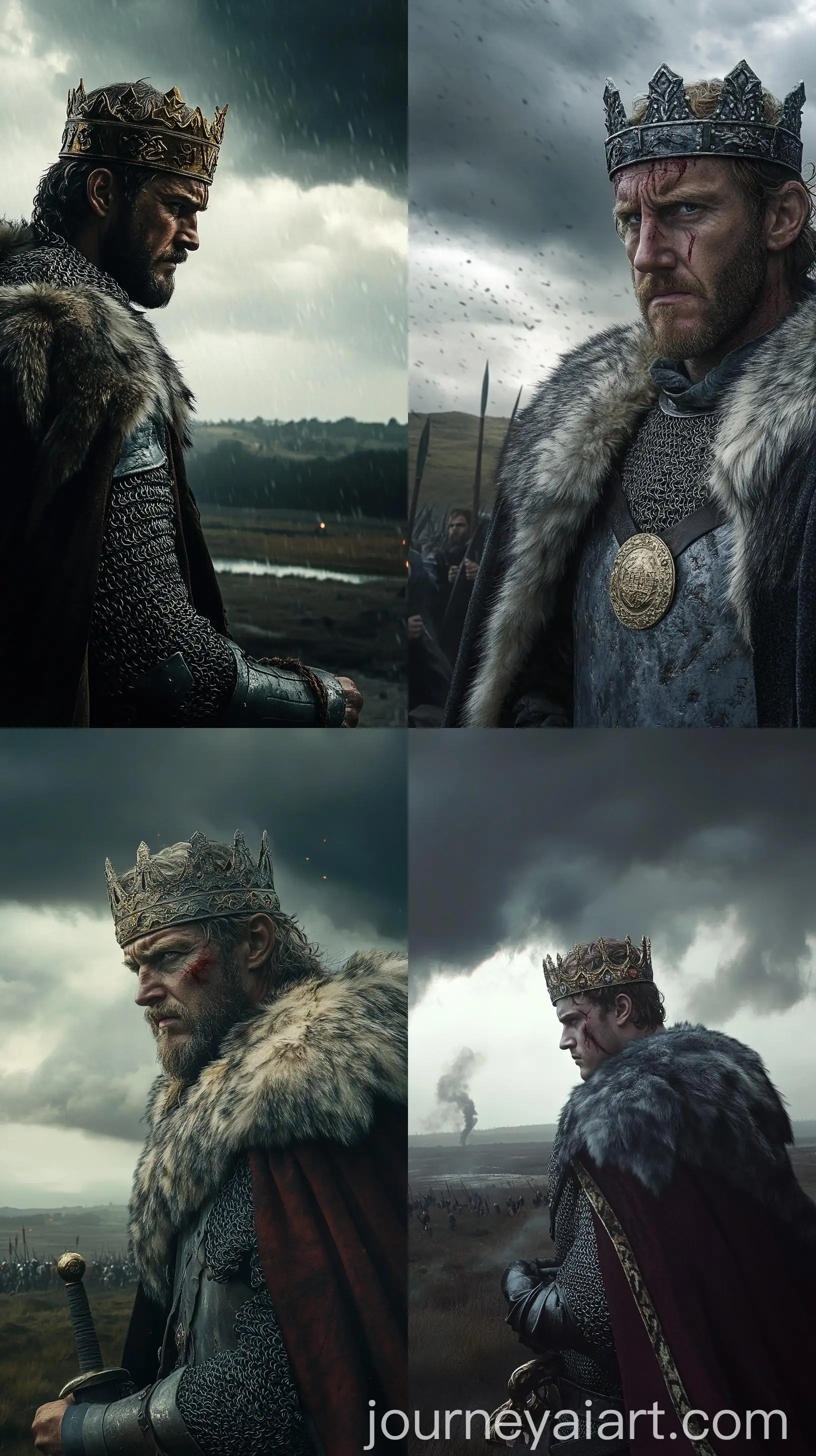 Harold-Godwinson-in-Kingly-Armor-on-Battlefield-under-Stormy-Sky