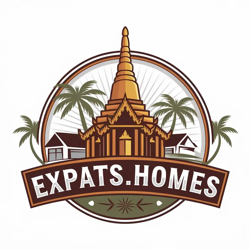 a vector logo design,with the text "Expats.Homes", main symbol:Thailand,Moderate,be used in Real Estate industry,clear background