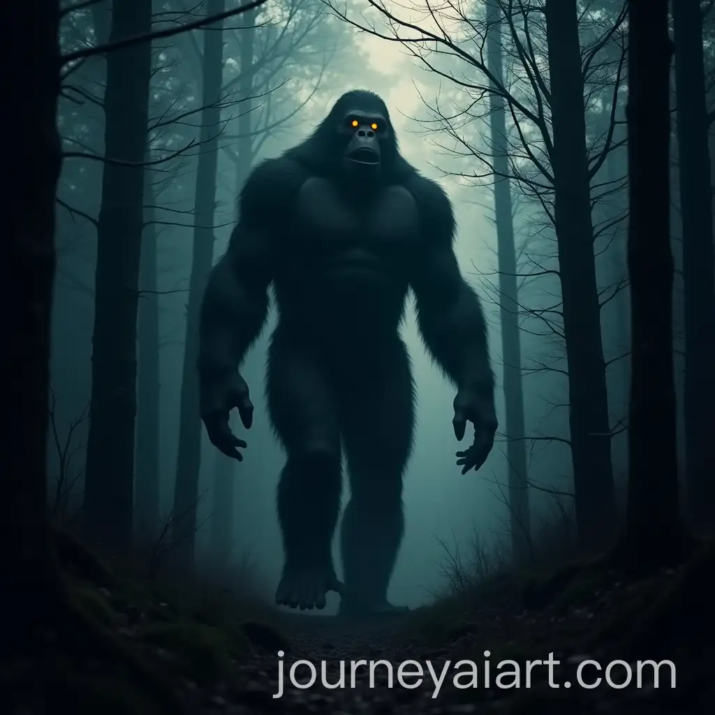 Bigfoot-in-a-Mysterious-Dark-Forest