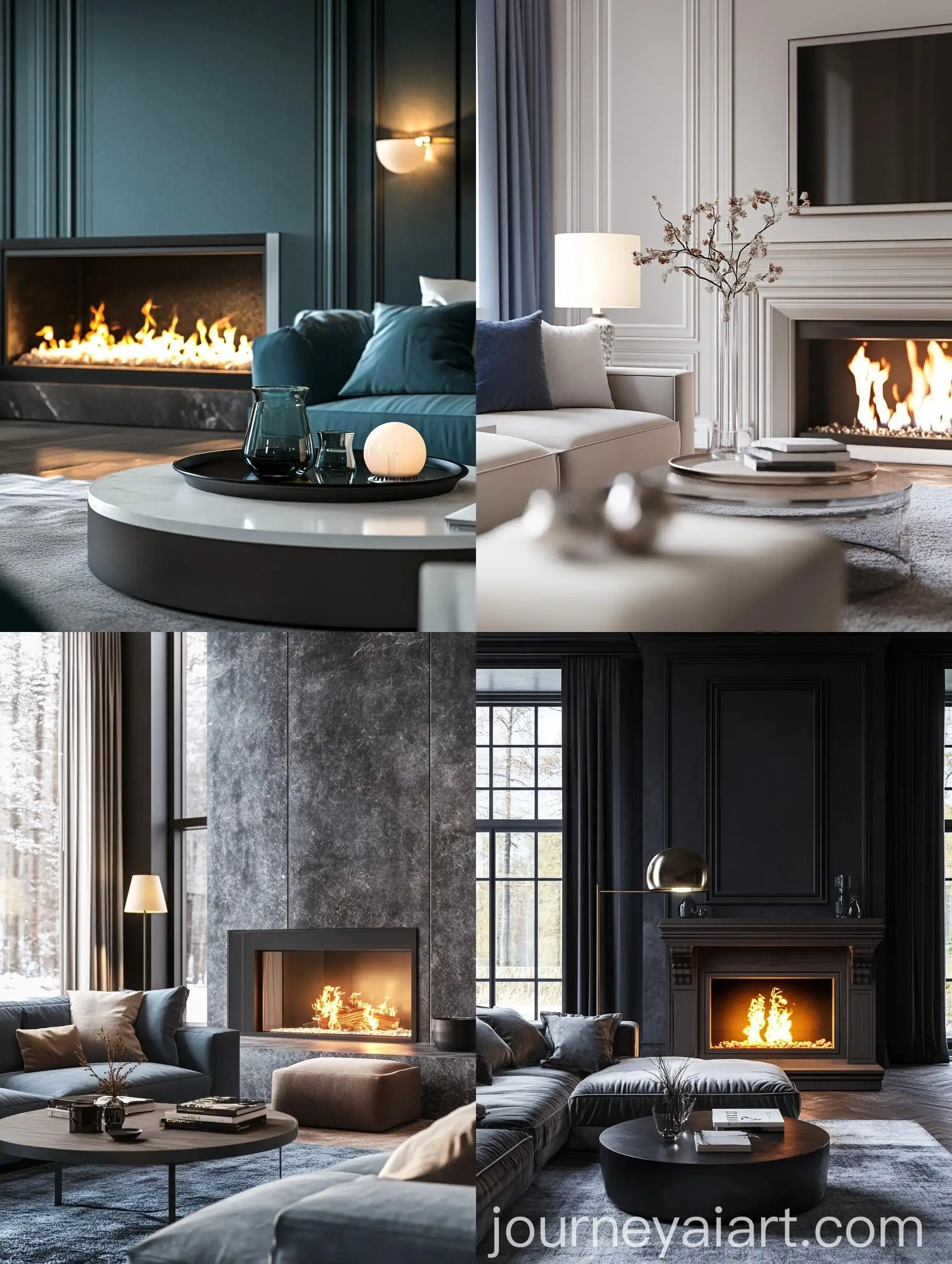 Realistic-Camin-Style-Interior-Design-with-Tabletop-Sofa-Lamp-and-Fireplace-in-Steel-Gray-and-Blue-White