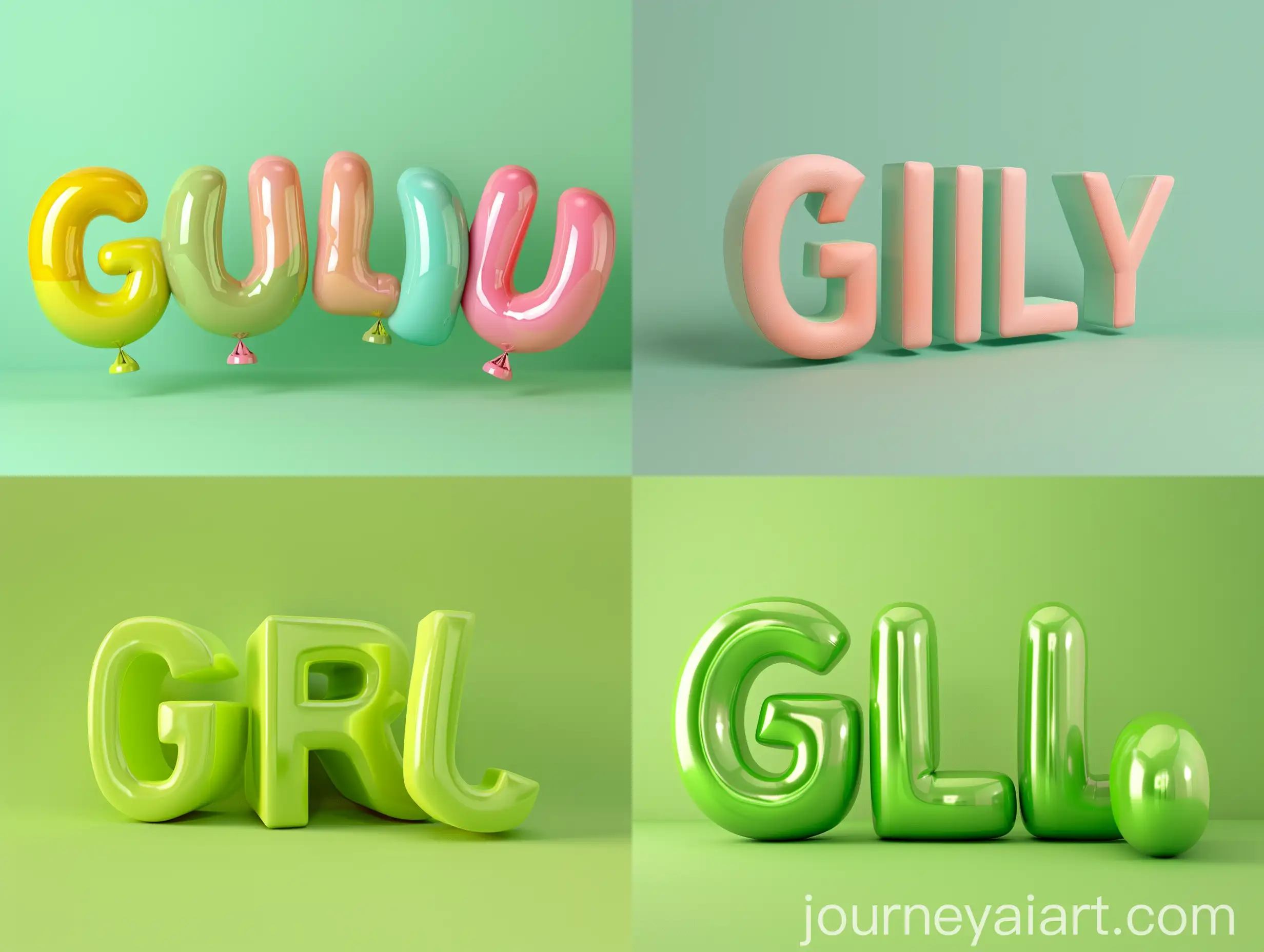 3D-Girly-Girl-Text-in-American-Slang-on-Green-Background