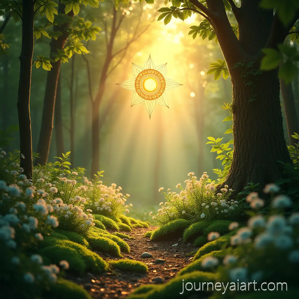 MagicalMagical-forest-at-sunrise-Sunrise-Forest-with-Glowing-Healing-Symbol