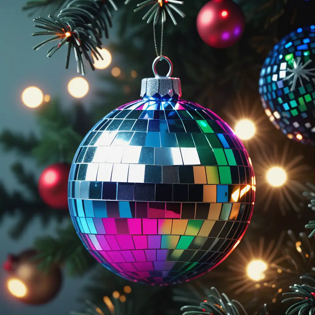 Ultra Realistic Disco Ball Christmas Ornament in Hyperrealistic 4K Detail