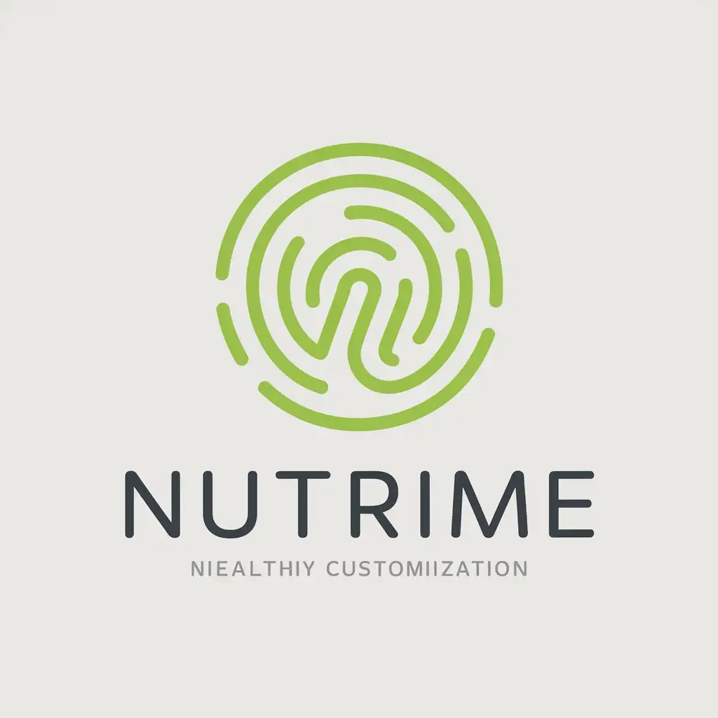 a vector logo design,with the text "nutrime", main symbol:Healthy food, nutritional customization,Moderate,clear background