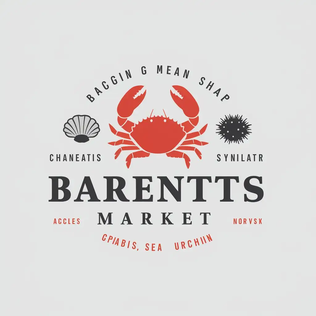 LOGO-Design-For-BarentsMarket-Crab-Sea-Urchin-Clam-Shrimp-Theme-in-Vector-Style