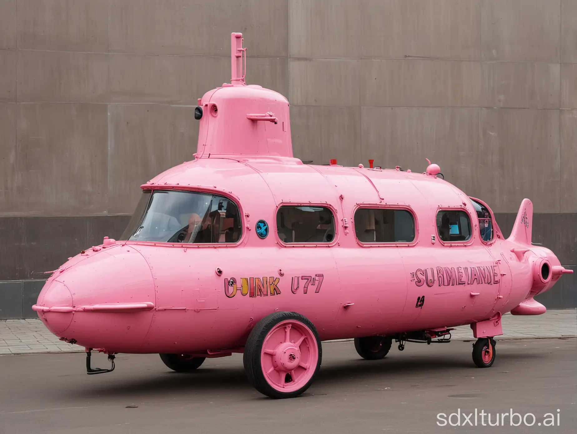 A pink submarine U17 on wheels