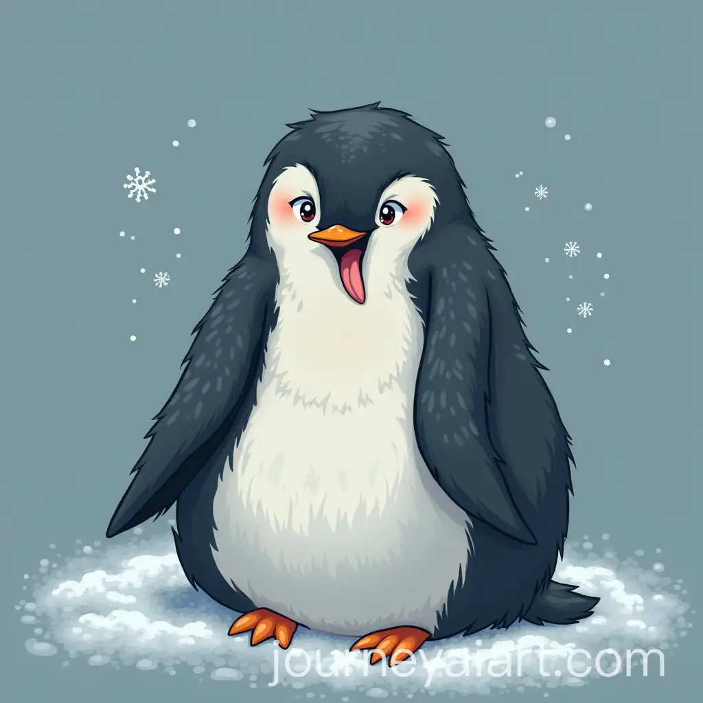 Penguin-on-Iceberg-in-a-Polar-Landscape