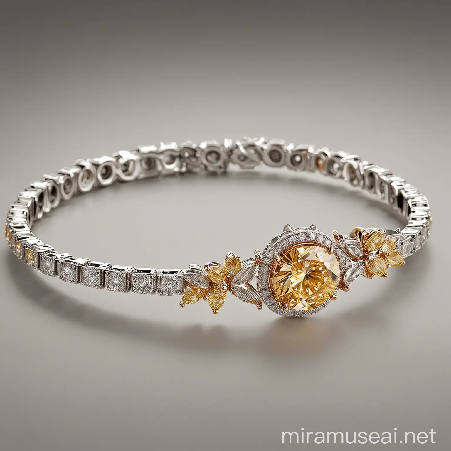 Luxurious Silver Diamond Jewelry on Warm Gradient Background