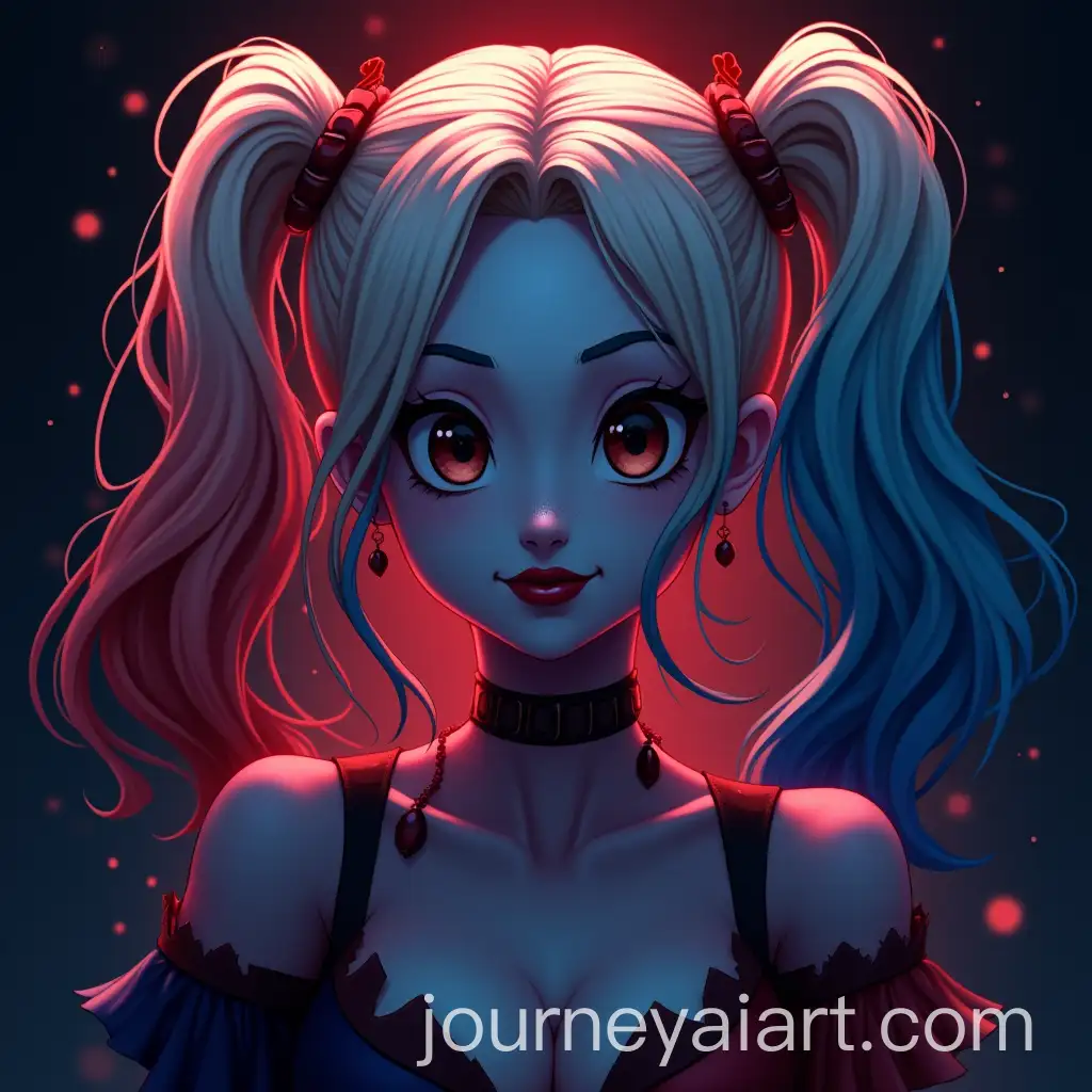 Half-Anime-Half-Cartoon-Interpretation-of-Harley-Quinn-in-Dramatic-Lighting