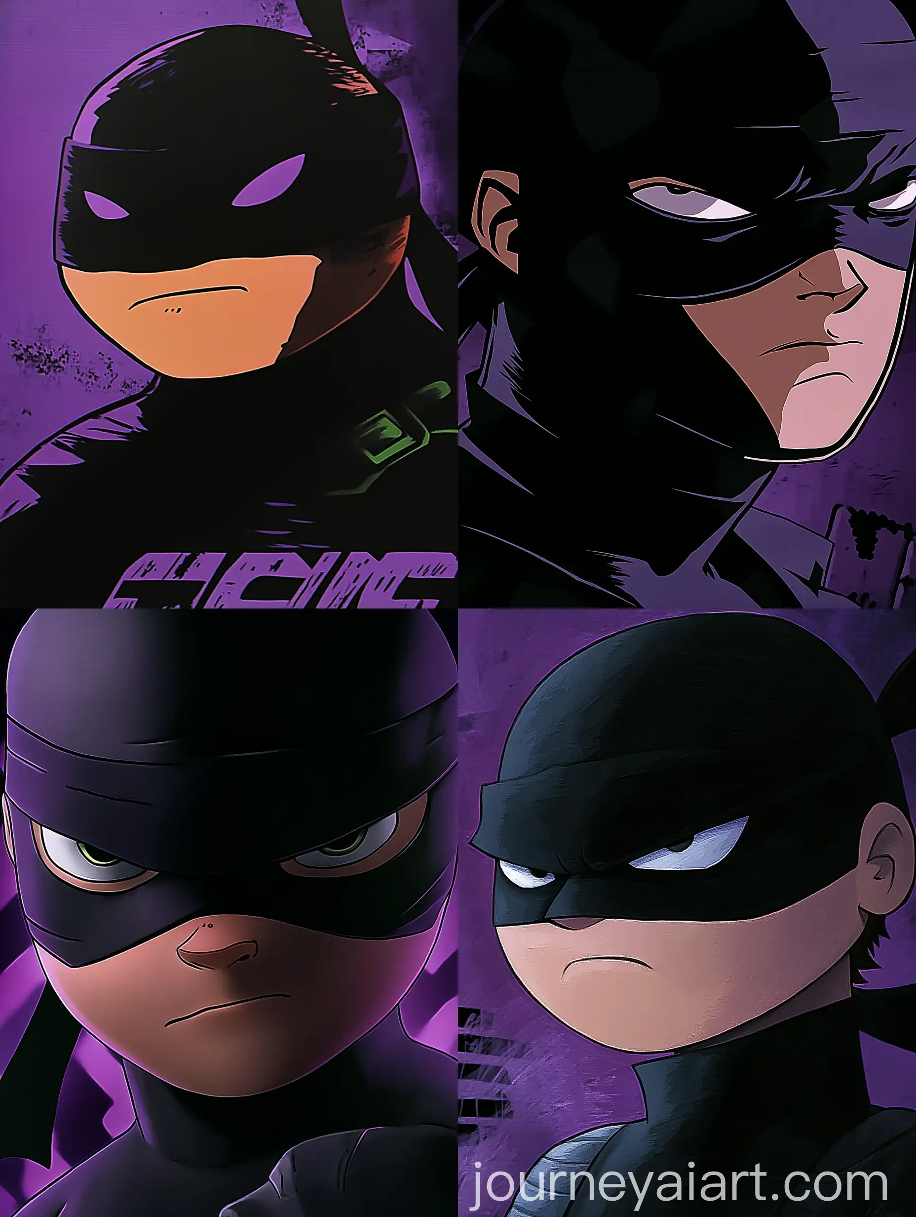 Young-Boy-in-Ninja-Turtle-Style-Costume-CloseUp-Portrait-on-BlackPurple-Background