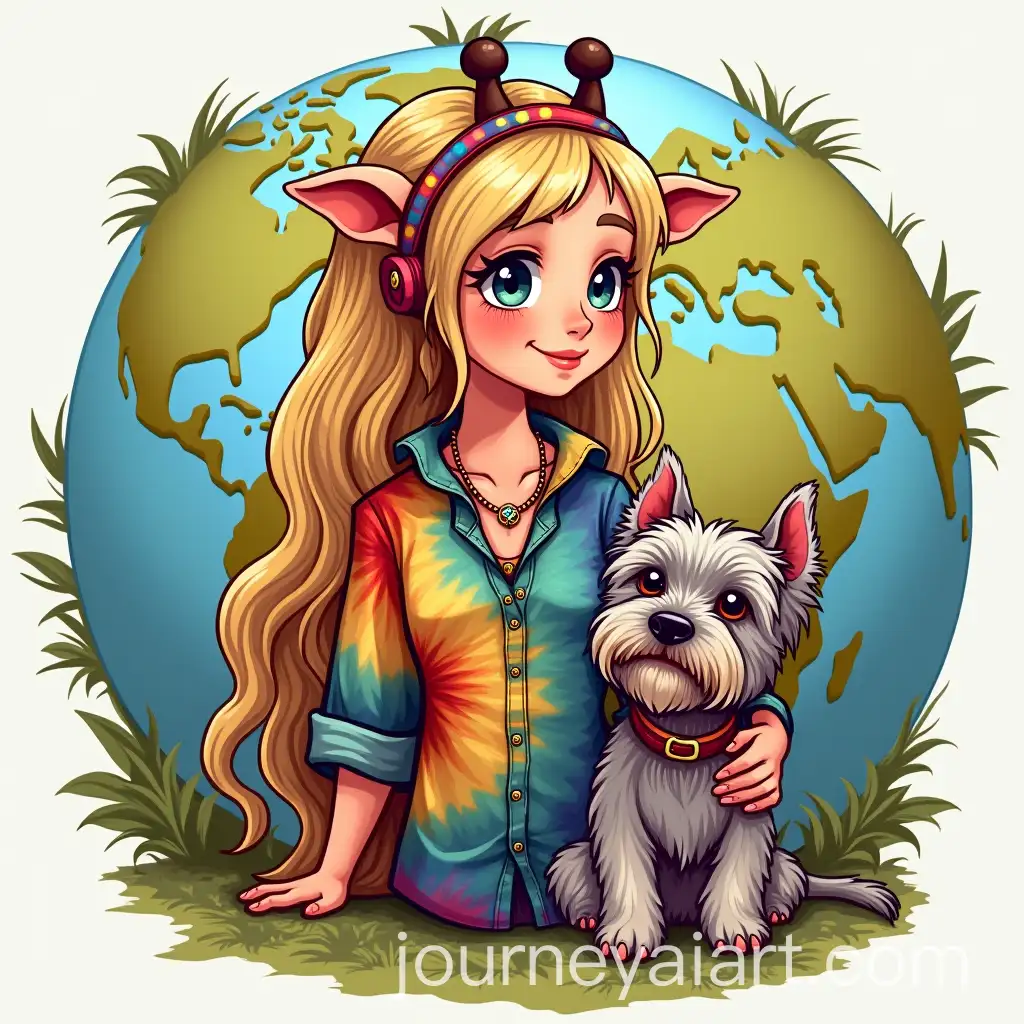 Giraffe-Logo-Featuring-a-Blonde-Girl-in-a-Multicolor-Hippie-Shirt-with-a-Yorkshire-Terrier