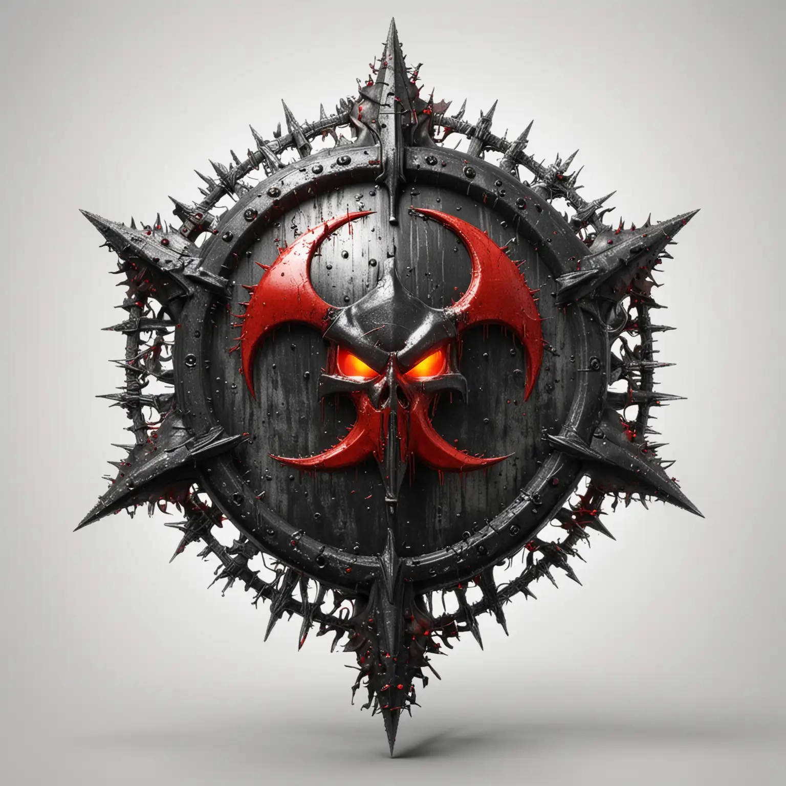 Fantasy-Black-Shield-with-Steel-Spikes-and-Red-Biological-Hazard-Symbol