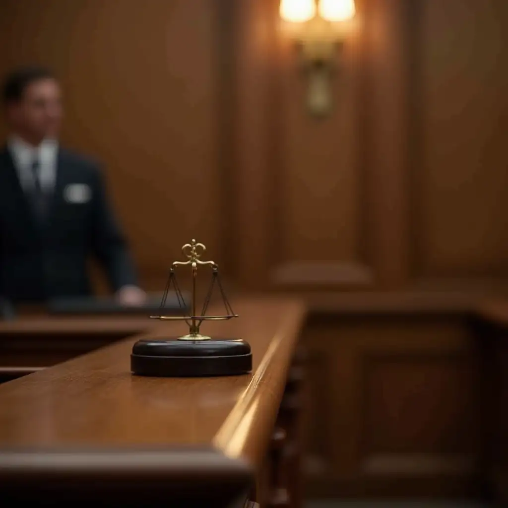 Intricate Witness Stand in a Traditional US Courtroom