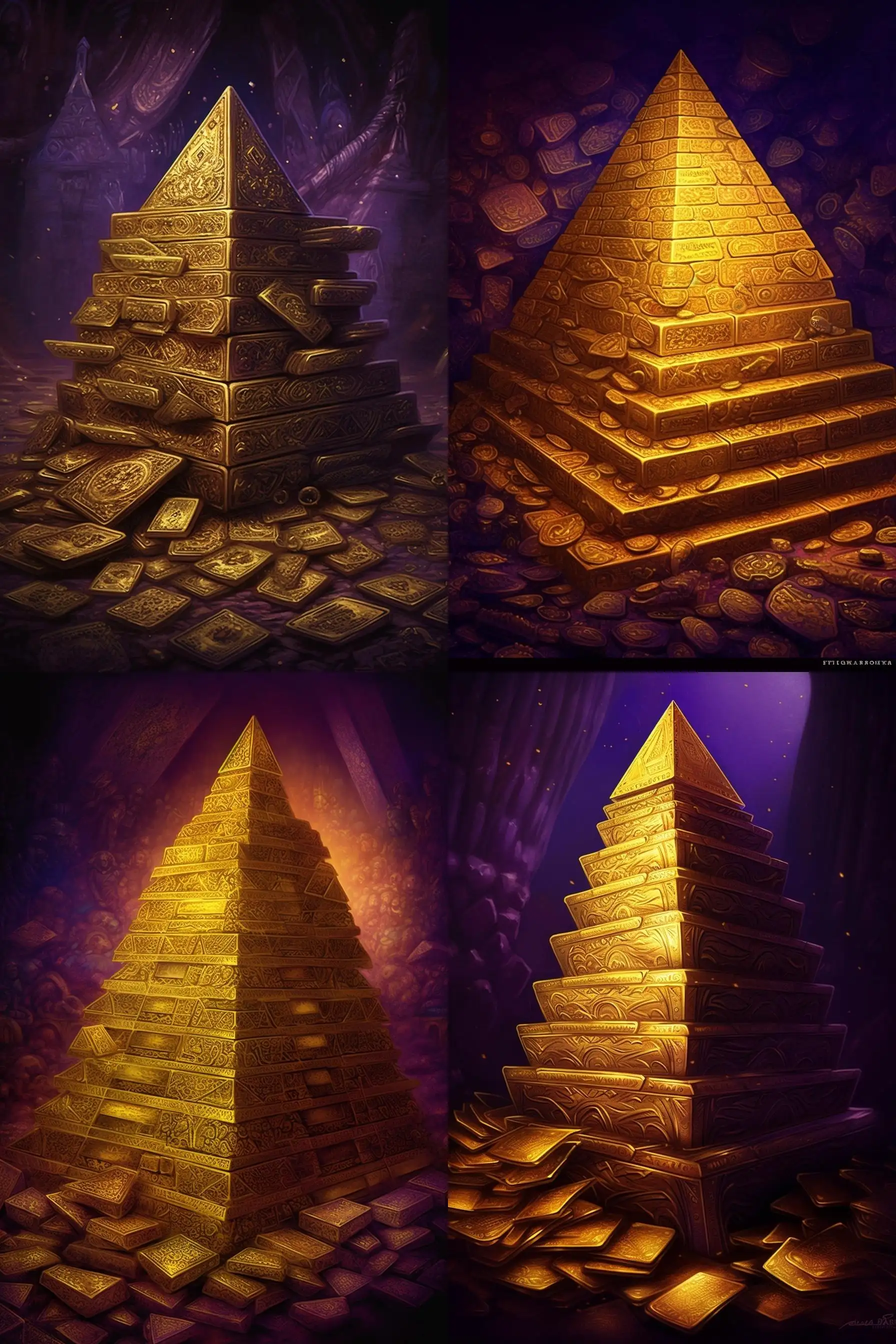 Whimsical-Fantasy-Pyramid-of-Gold-Bars-in-a-Luxurious-Setting