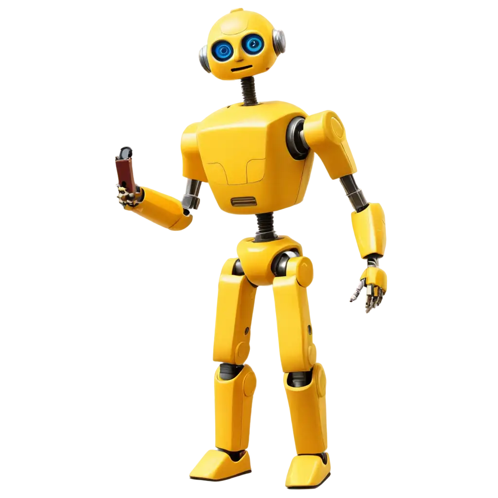 Yellow-Talking-Robot-PNG-Image-Safe-HumanFriendly-Simple-Art-Illustration