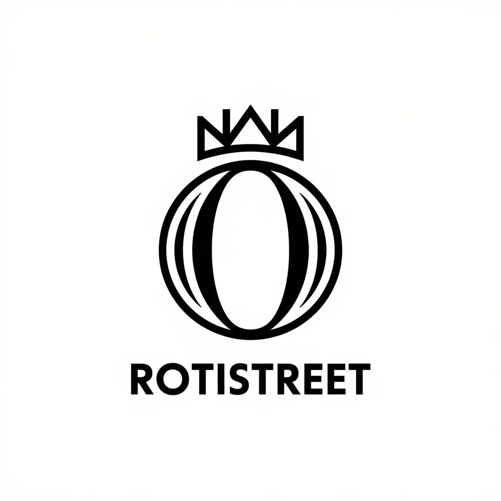 LOGO Design for ROTISTREET Vector Logo with Crowned O for Restaurant Industry