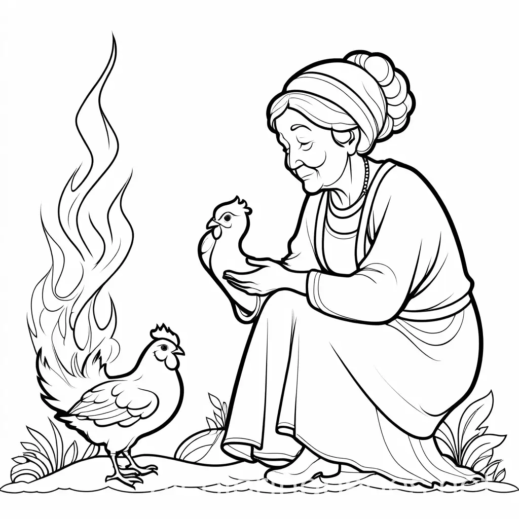 Old-Woman-with-Chicken-Legs-Breathing-Fire-Coloring-Page