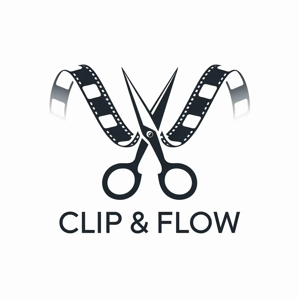 LOGO Design for Clip Flow Minimalist W and Scissors Symbol with Premium Video Editing Theme