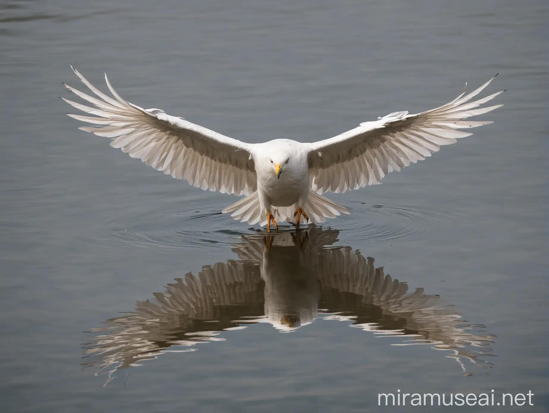 Majestic Eagle Soaring over Reflective Waters