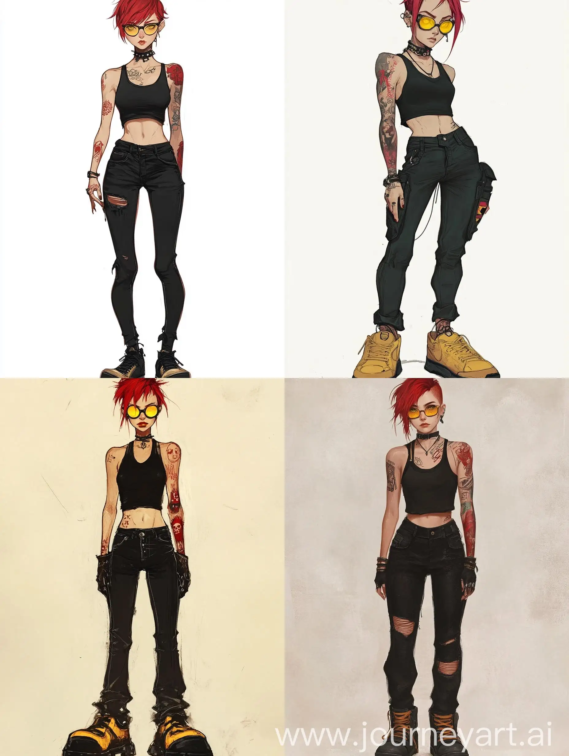 FullLength-Character-Reference-of-Girl-with-Short-Red-Hair-and-Yellow-Lensed-Glasses