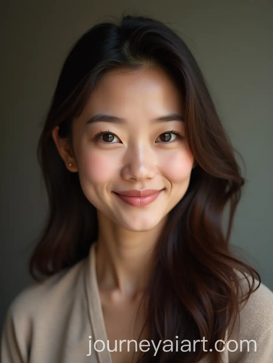 Smiling-Woman-in-Sarafan-Mixed-AsianEuropean-Appearance