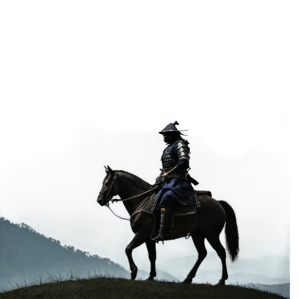 Ninja-Samurai-Standing-in-the-Mountain-with-His-Horse-HighQuality-PNG-Image-for-Dynamic-Artwork