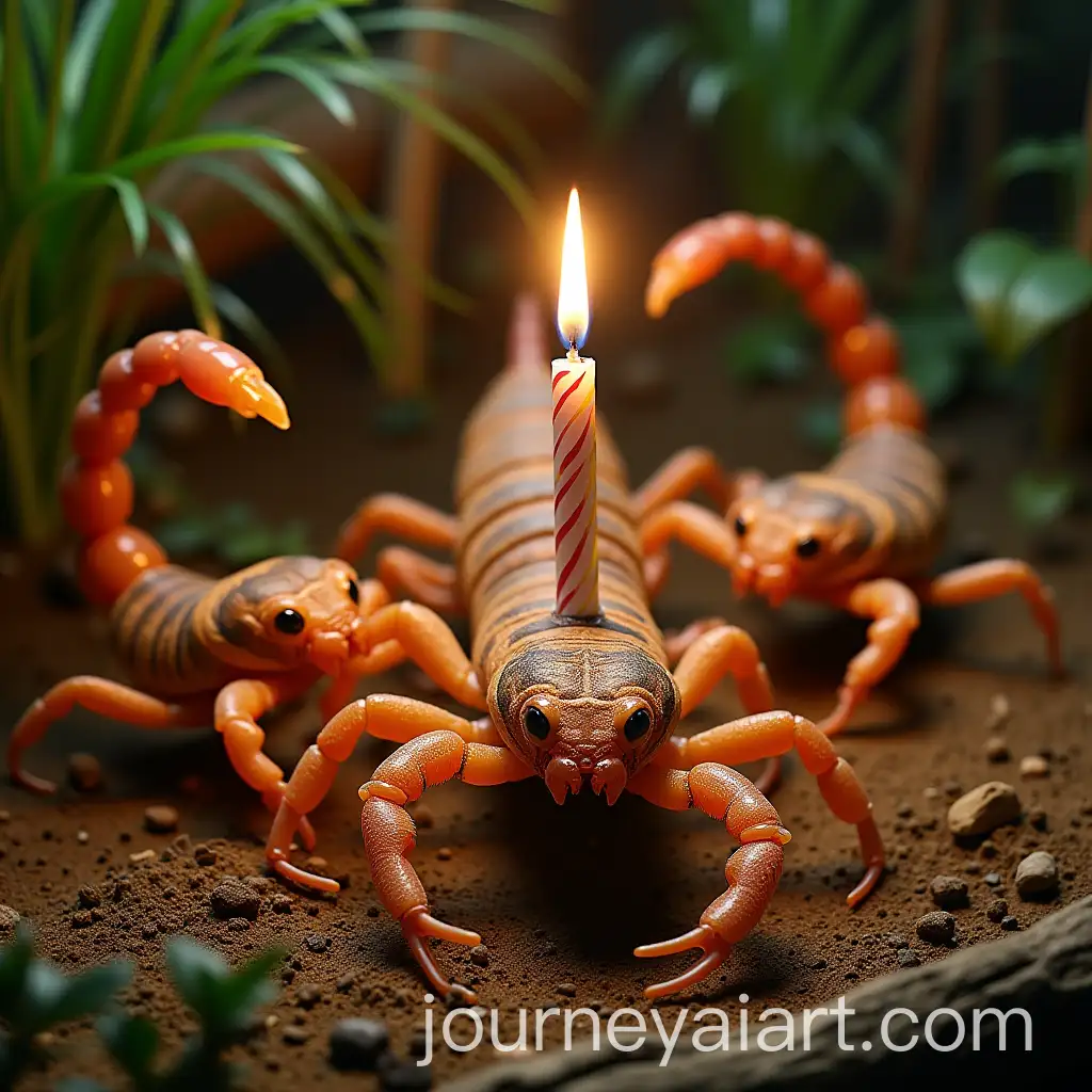 Scorpions-Festively-Celebrating-a-Birthday-in-Their-Terrarium