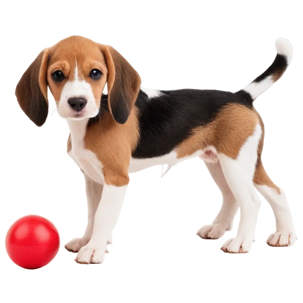 HighQuality-PNG-Image-of-a-Puppy-Beagle-with-a-Red-Ball