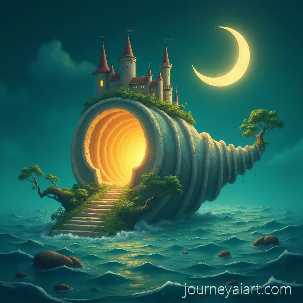 Glowing-Seashell-Castle-inAI-Image-Prompt-Expansion-the-Ocean-Under-a-Crescent-Moon