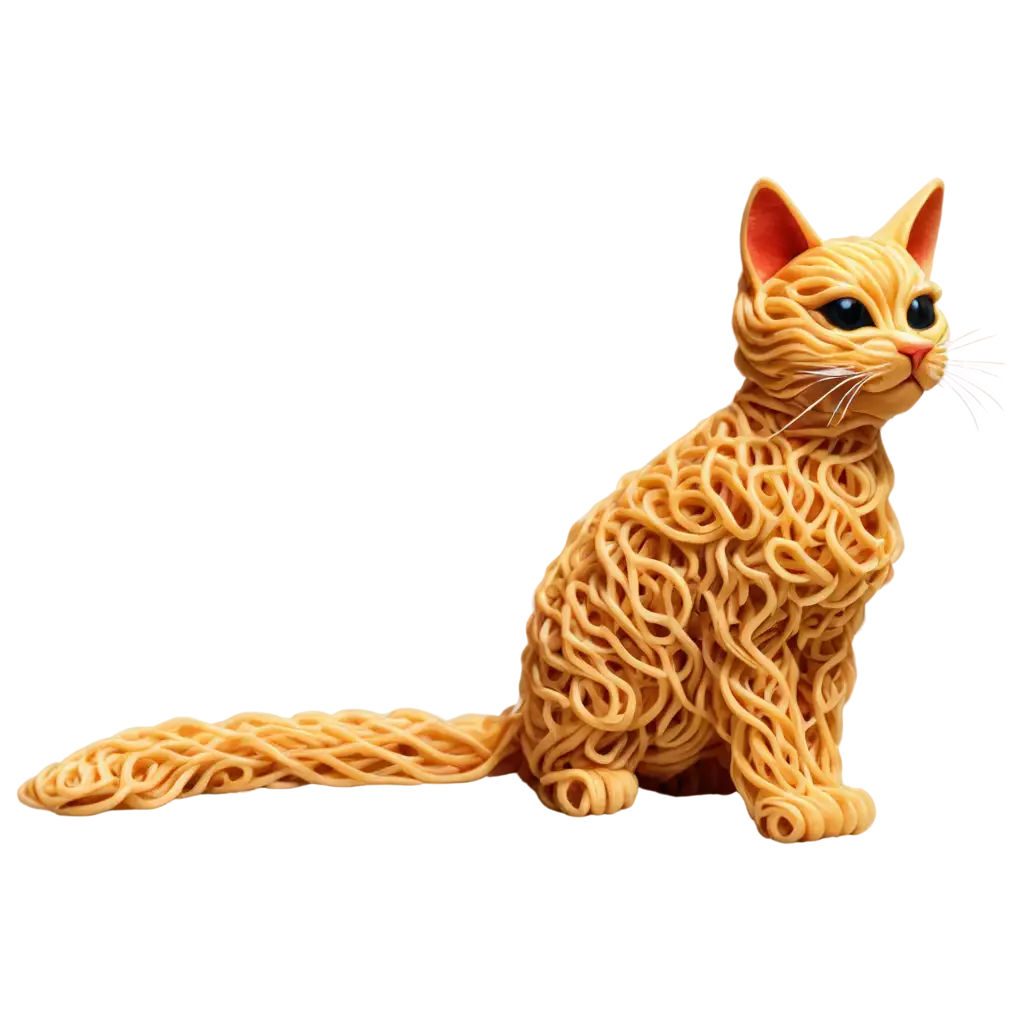 a cat made of noodles